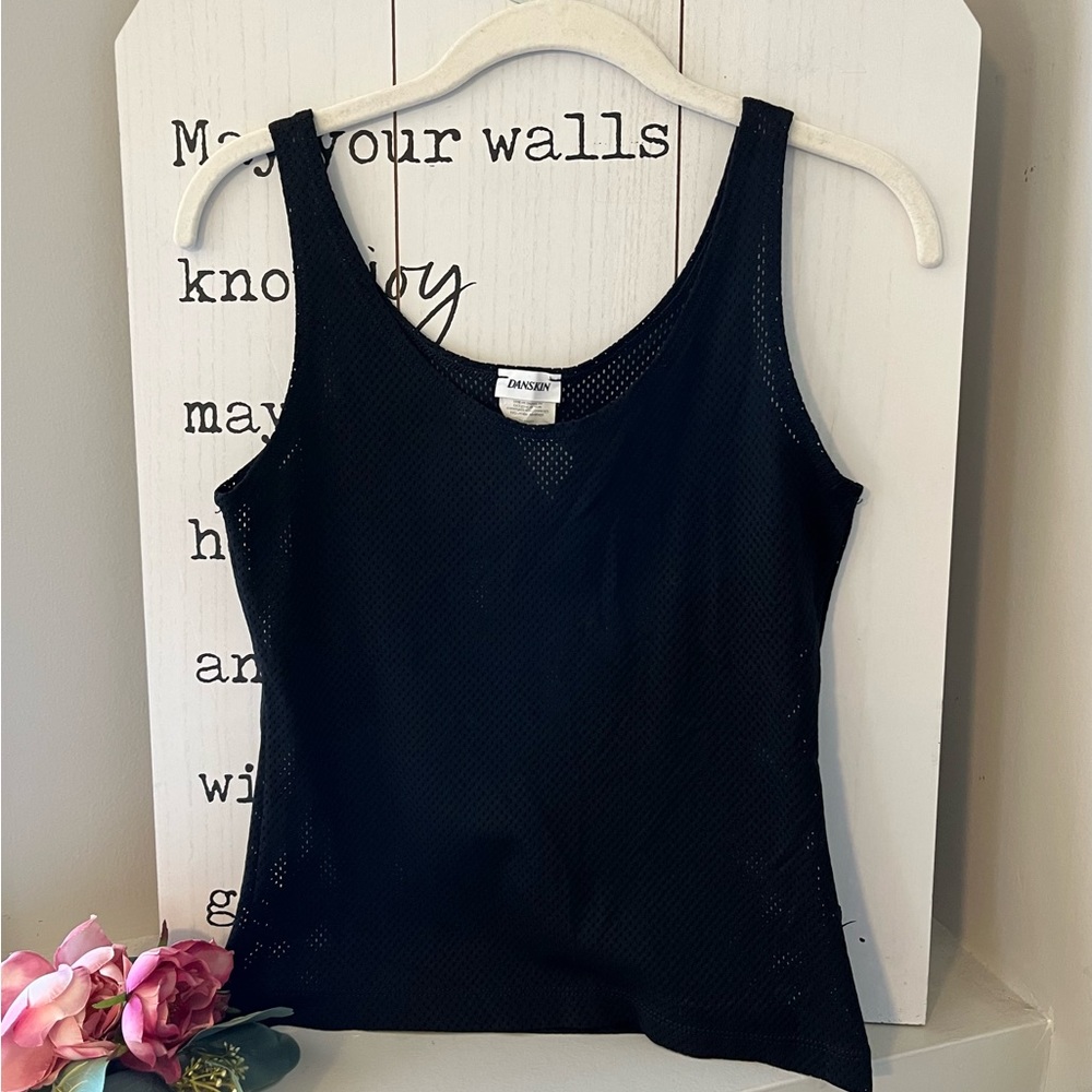 Danskin Black Mesh Athletic Tank Top